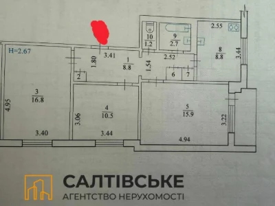ОЛ-5191 Продам 3К квартиру на Салтовке Салтовская 522 м/р