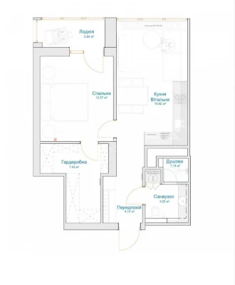 1-room apartment for sale 51.3 m², Solomyanska Square.