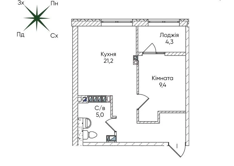 Продам! Однокімнатна квартира 40 м² на Котовського| сучасний