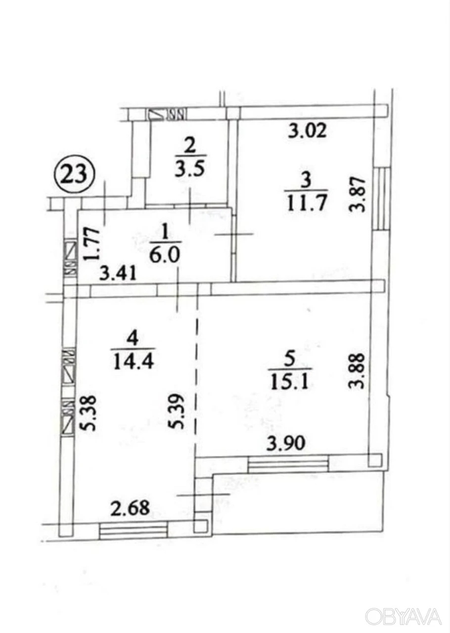 2-room apartment, 52 sq.m