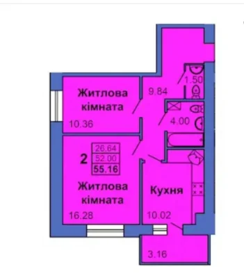 Є-оселя 2-кімнатна новобудова