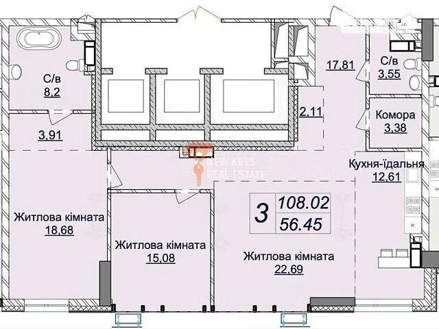 Sale of 3-room apartment 108 sq. m. on Andriy Verkhoglyada St. 22 •