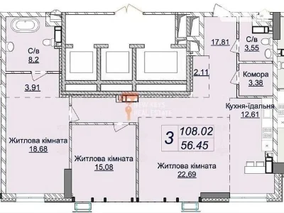Sale of 3-room apartment 108 sq. m. on Andriy Verkhoglyada St. 22 •