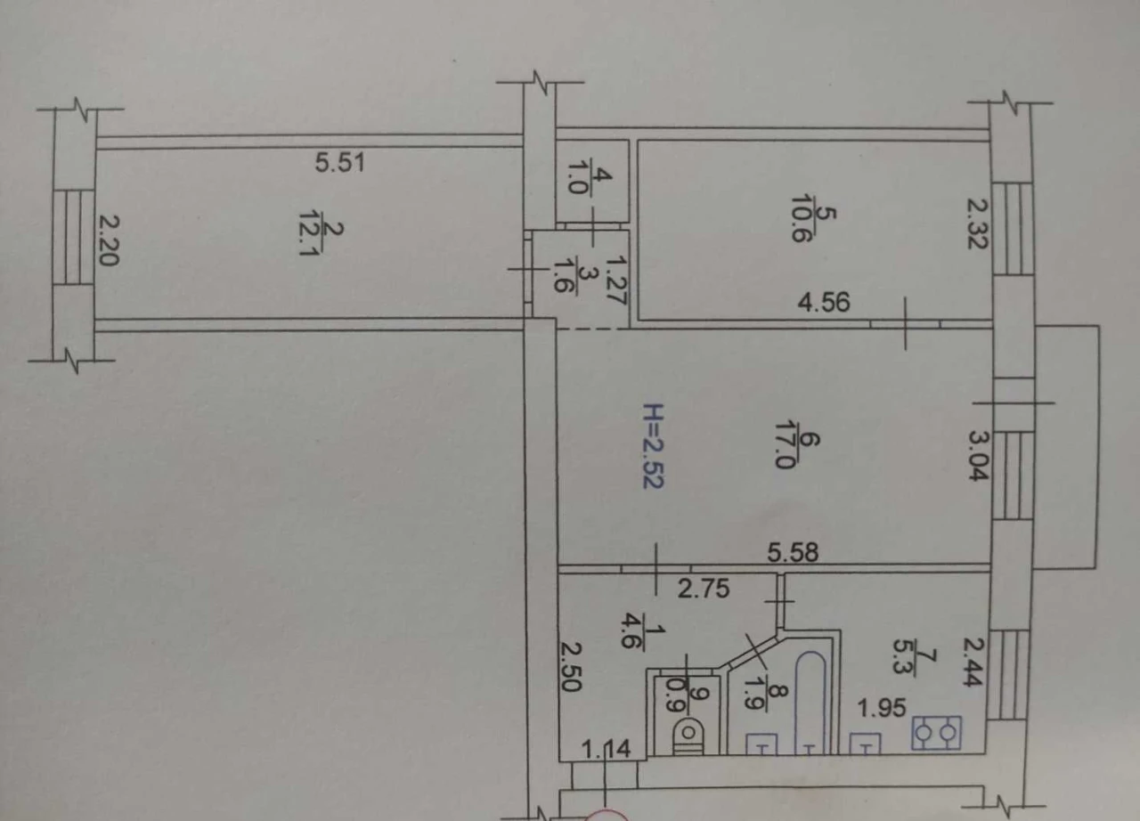 Продам 3к ЮЖД, пер. Верховский дом 5, кирпич, 4/5, под ремон
