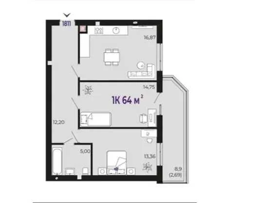 Продаж 2 кім. квартири 64м2 + зем. ділянкою в малоповерховом