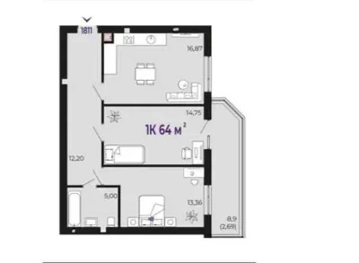 Продаж 2 кім. квартири 64м2 + зем. ділянкою в малоповерховом