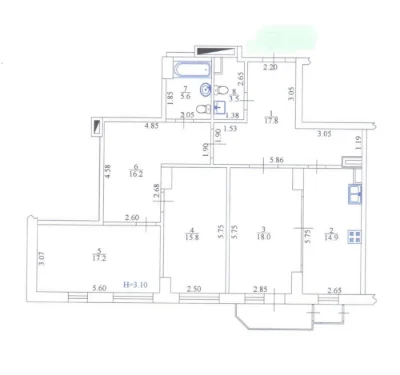 Простора квартира 113,2 м² у ЖК «Монте-Плаза», Павлове Поле