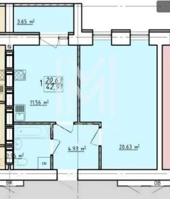 Продам 1 к. квартиру 43 м2 ЖК Левада Заливная метро Гагарина