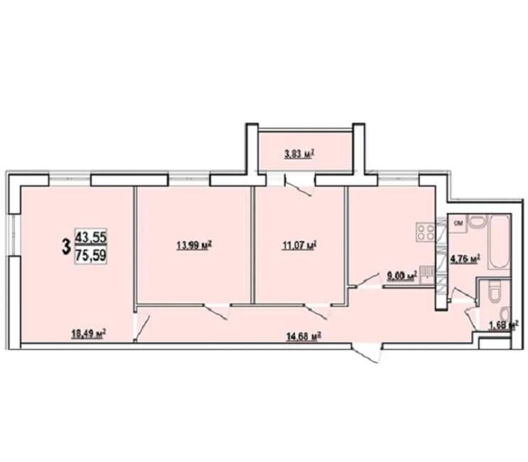 Продам 3 комн квартиру 75м2 в ЖК Мира 3. Сдан J