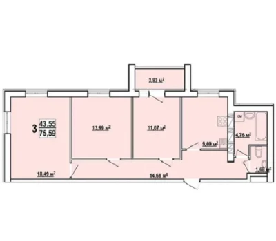 Продам 3 комн квартиру 75м2 в ЖК Мира 3. Сдан J