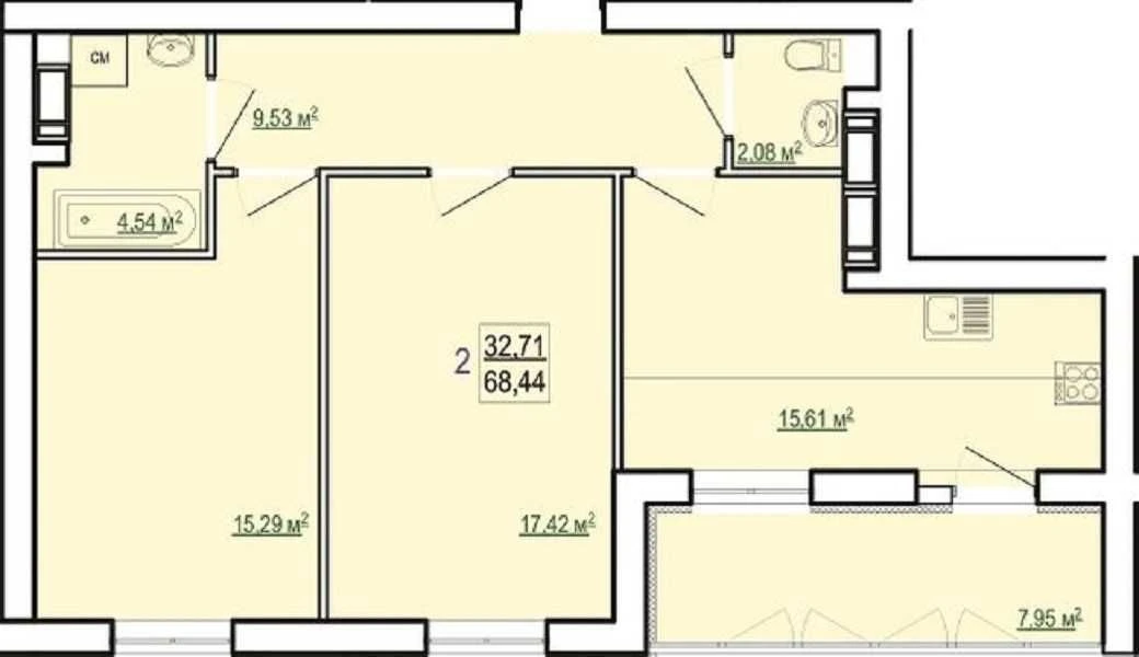 ЖК Сказка. Дом сдан. Продам 2 комн квартиру 70м2. Хол.Гора J