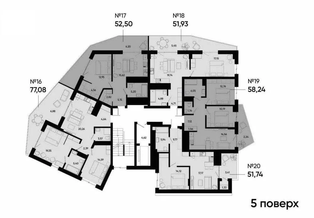 Продаж 1 кімнатної квартири 51,9 м² у ЖК бізнес-класу Holosk