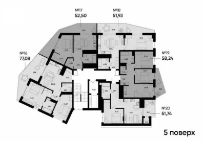 Продаж 1 кімнатної квартири 51,9 м² у ЖК бізнес-класу Holosk