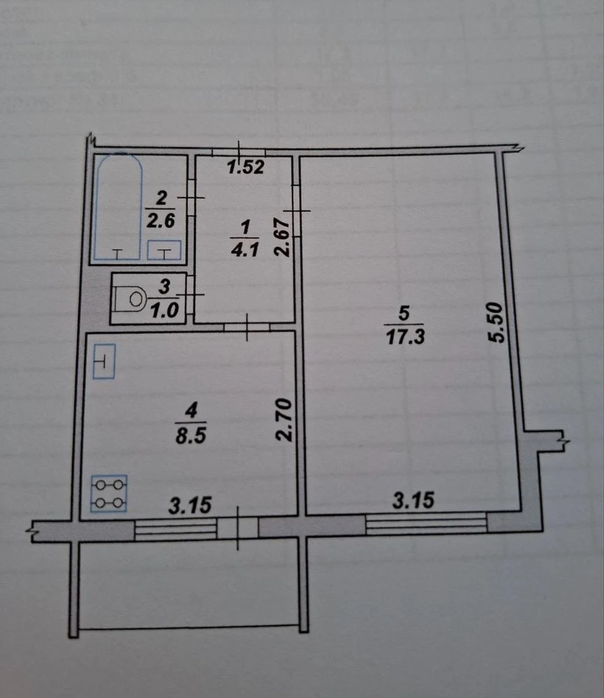 Продаж 1-но кімнатна квартира, 39 м2.