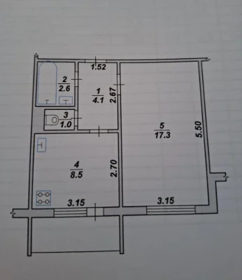 Продаж 1-но кімнатна квартира, 39 м2.