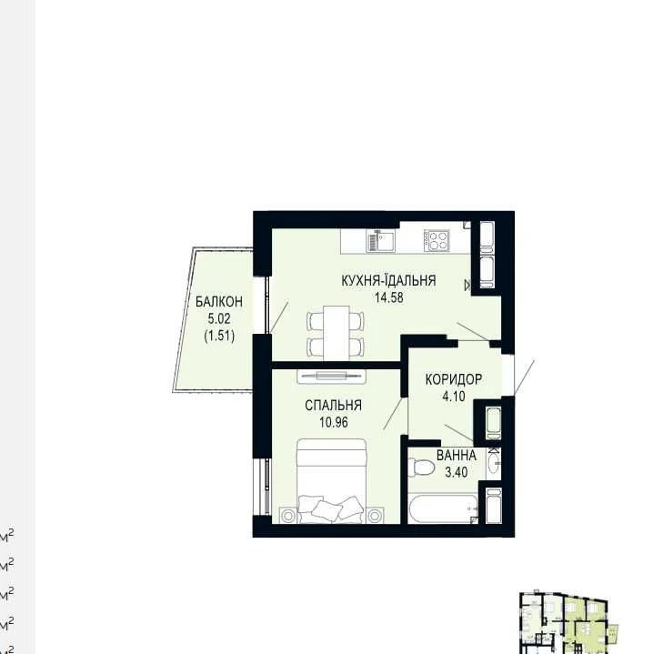 Продається 1-кімнатна квартира 35м² в ЖК Viking Hills вул.Щу