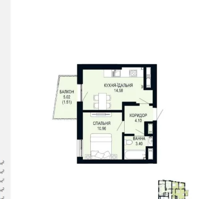 Продається 1-кімнатна квартира 35м² в ЖК Viking Hills вул.Щу
