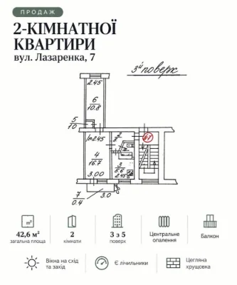 Продаж 2кім квартири, вул. Лазаренка 7 ~Стрийський парк,  це