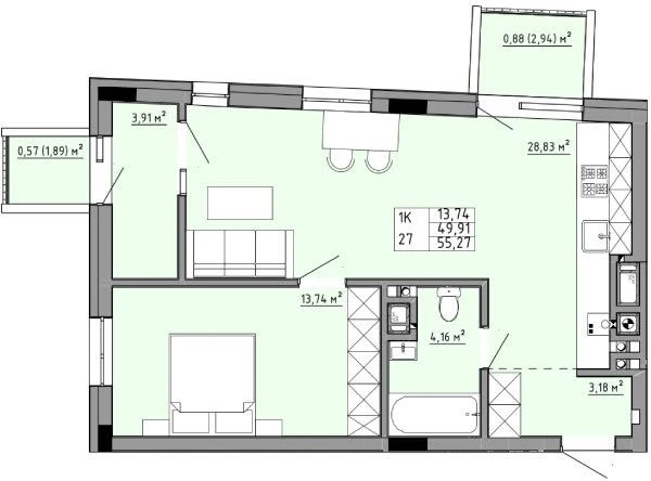 Продаж 1-2 квартири 56 м ЖК Фемілі Хаус, Орлика-Топольна. Но