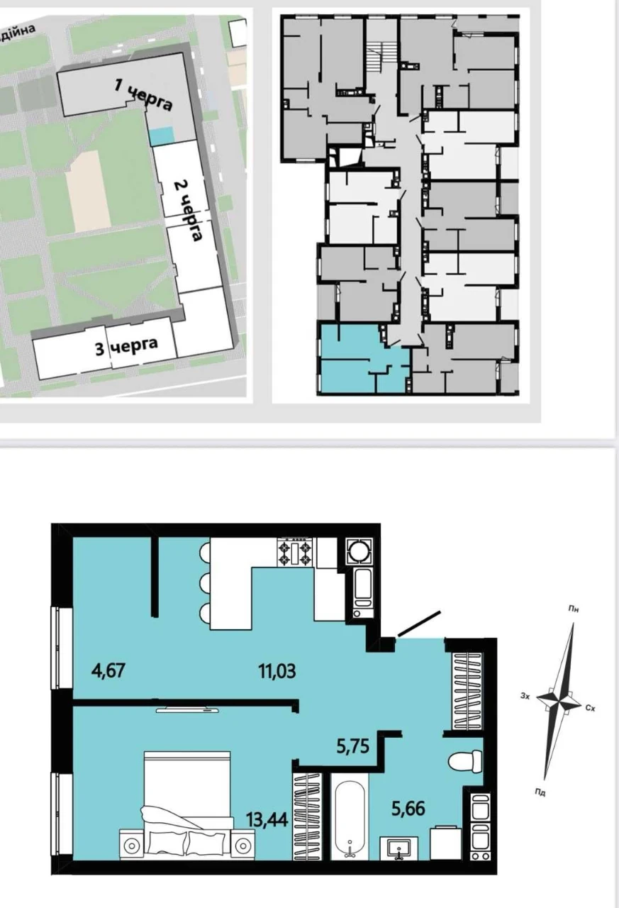 1-room apartment for sale in Continent residential complex, 207 Zelena st.