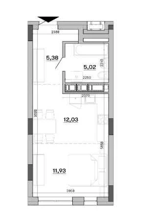 1-комнатные апартаменты 34,36 м² в ЖК Big Ben с раздельной спальней
