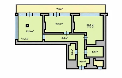 2-кімнатна квартира 95,5 м² у ЖК FIVE ADDRESS — без комісії,
