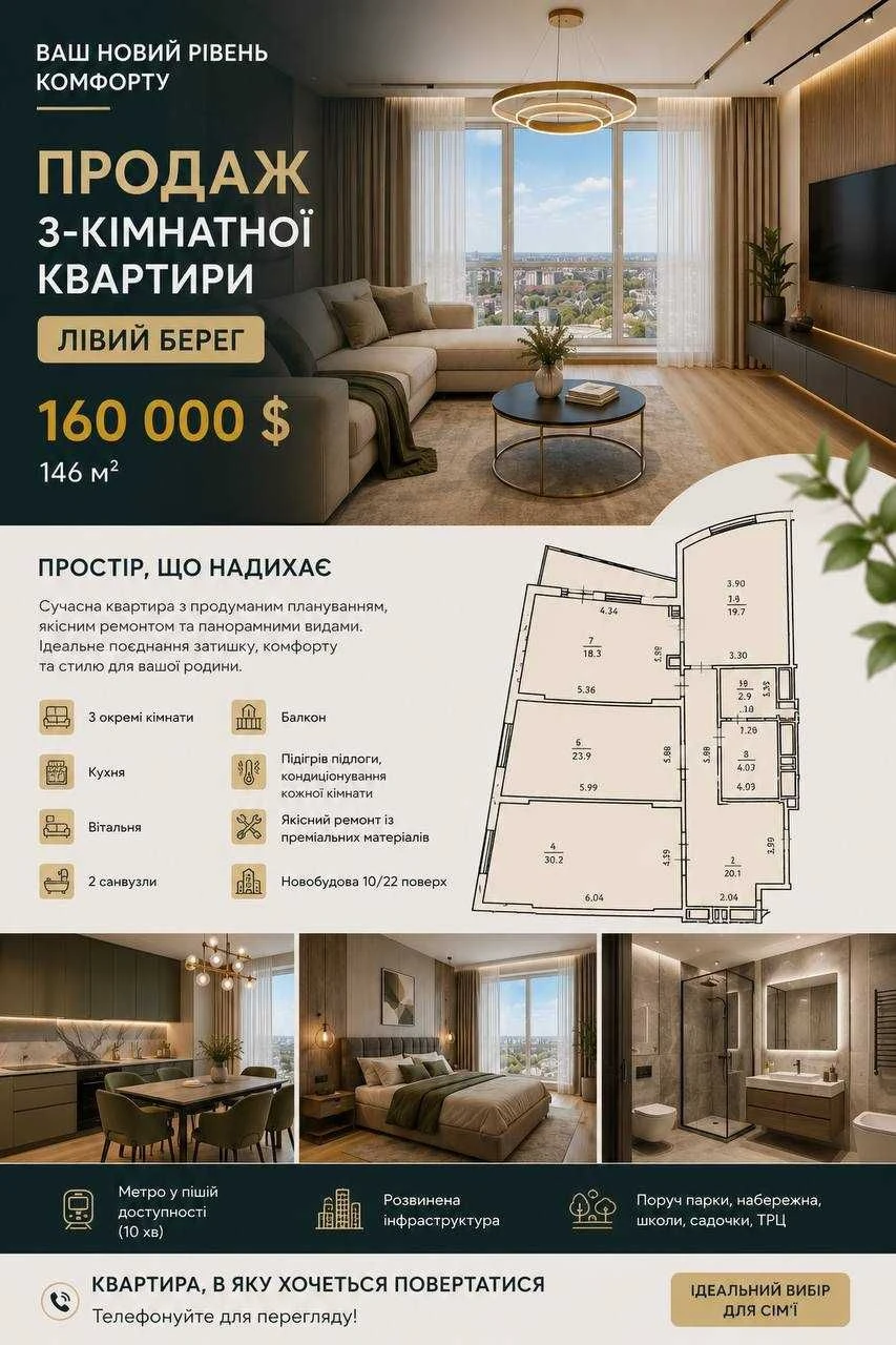 Продам квартиру в Києві . Лівий берег