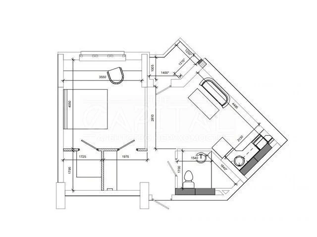 Sale of 1-room apartment 44 sq. m. on Mykhaylo Maksimovicha st. 3G •