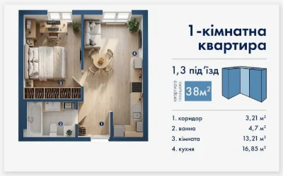 1 кімнатна квартира з чорновим ремонтом центр міста в ЖК. Ро
