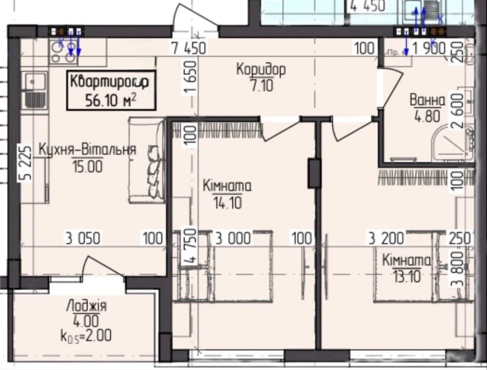 Продаж 2 кімнатної квартири