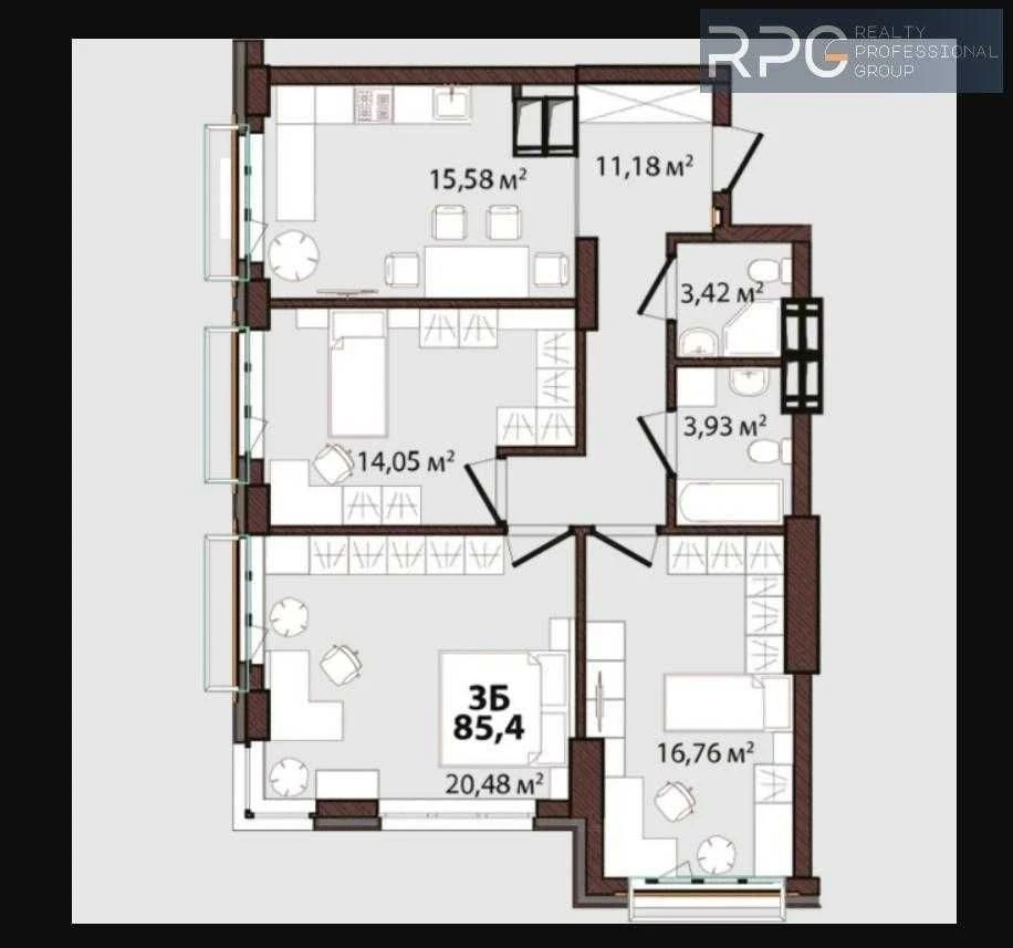 БЕЗ КОМІСІЇ продам 3-к квартиру 86м² ЖК Edeldorf Hills Генер