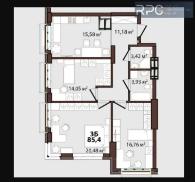 БЕЗ КОМІСІЇ продам 3-к квартиру 86м² ЖК Edeldorf Hills Генер