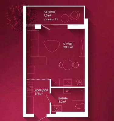 Продаж 1 кімнатної квартири в ЖК Family Plaza