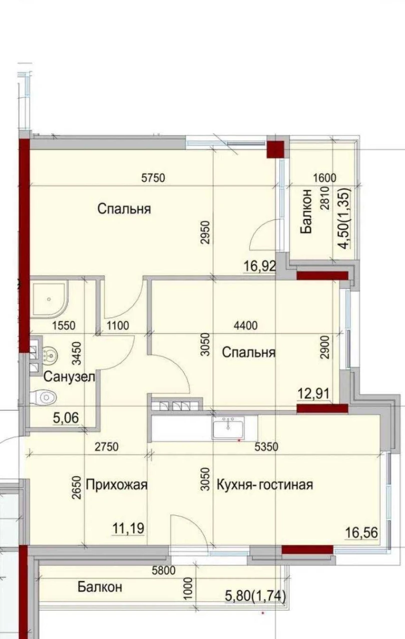 Срочная продажа 2к квартиры 66м в Пространстве на Дачной