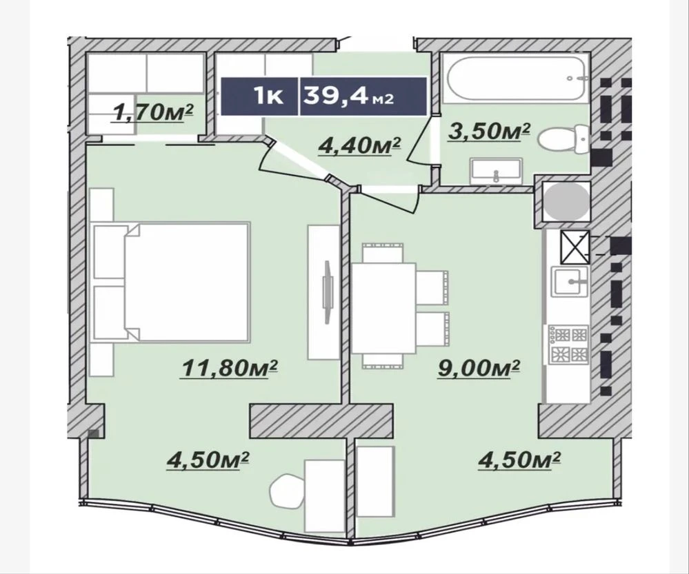 Продаж 1-кімнатної квартири | 39 м² | 5 поверх