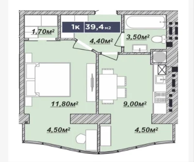 Продаж 1-кімнатної квартири | 39 м² | 5 поверх