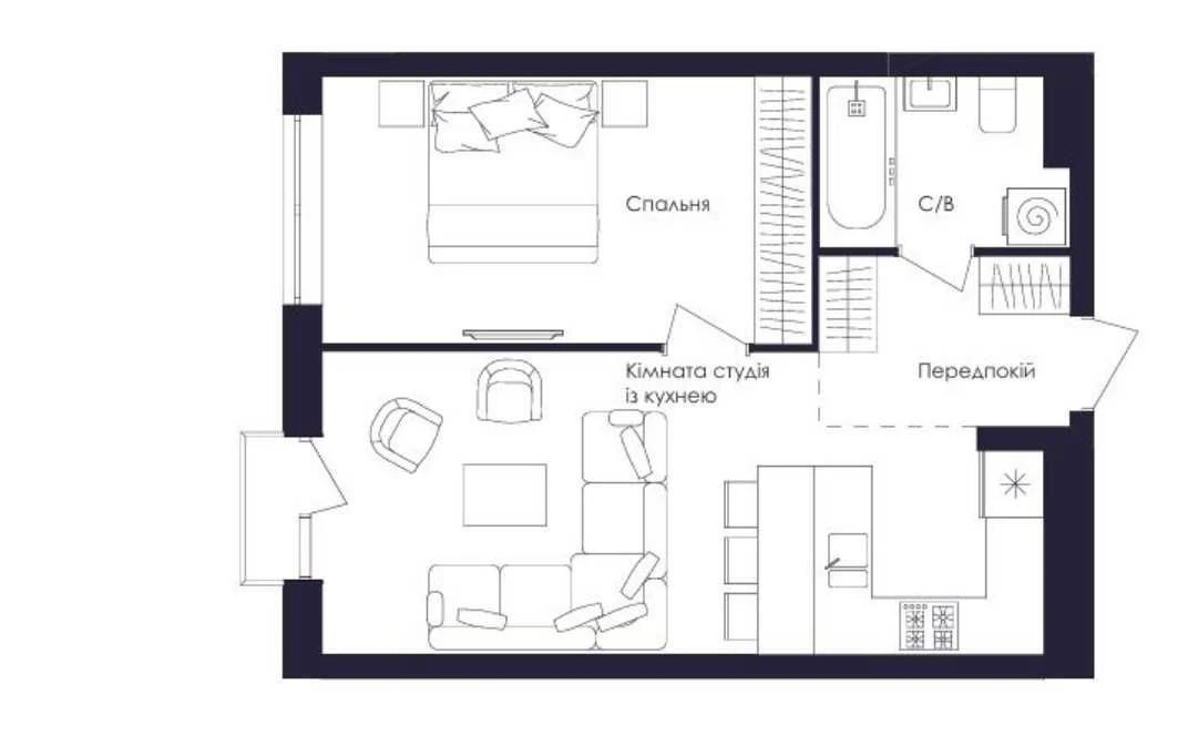 1-кімнатна квартира 45 м² у Львов