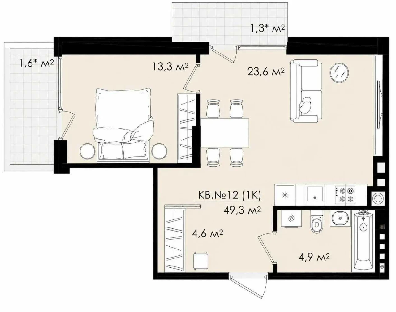 Продаж 1-кімнатної квартири · ЖК «Мелодія» · Львів 49,3 м² ·