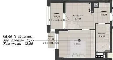 Продаж 1-кімнатної квартири · ЖК «Кленовий Двір» · вул. Брюх