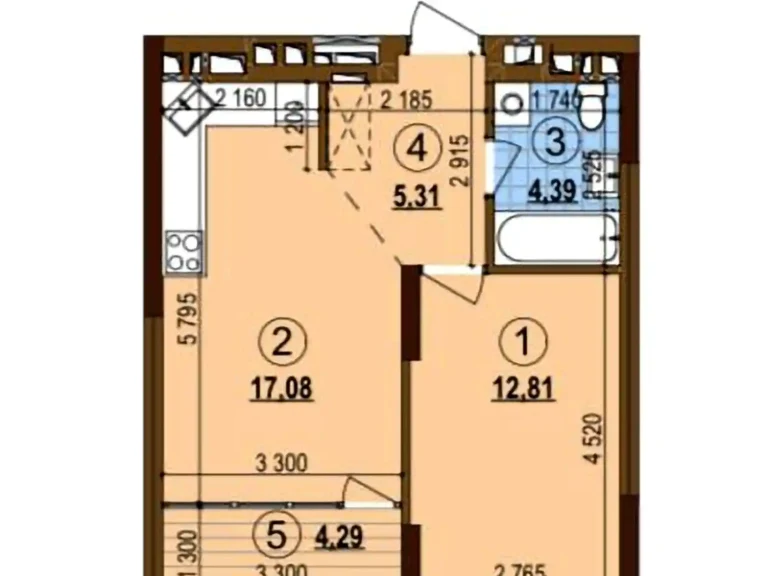 Продаж квартири 1-кімн. 43.88 м² 13/21 пов.