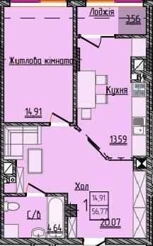 1000$/м2. 1 кімн.новобуд 56.8м2. р-н Майдану, вул Щербанюка7