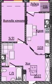 1000$/м2. 1 кімн.новобуд 56.8м2. р-н Майдану, вул Щербанюка7