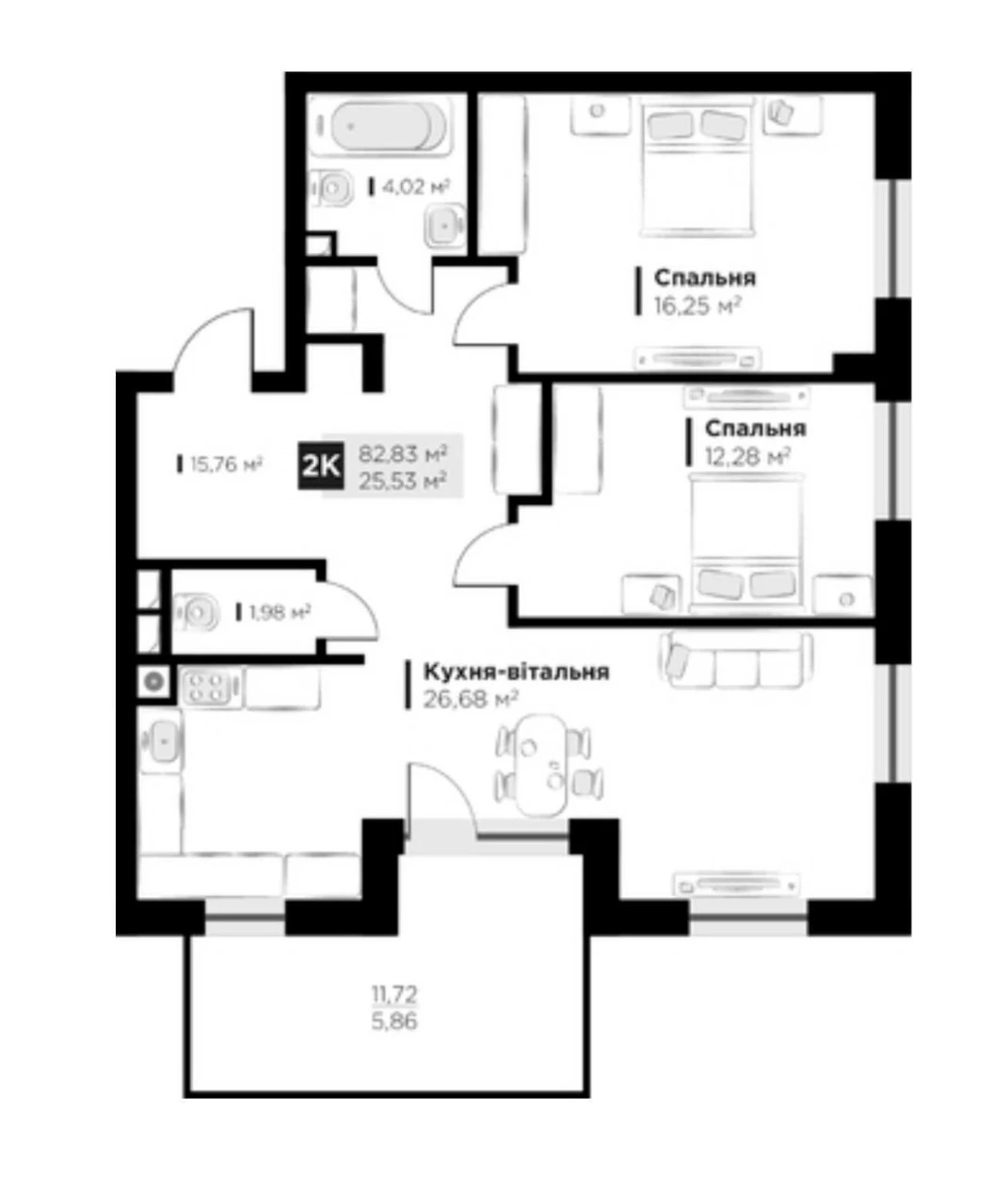 Продам 2 кім., квартиру в зданому ЖК бізнес класу Hygge lux