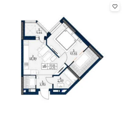 Продаж 1-кімнатної квартири без ремонту в ЖК POLARIS Home&Pl