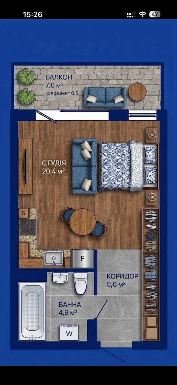 Продаж 1-кімн. квартири — вигідна ціна, біля річки !!