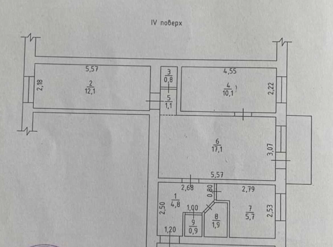 3-кімнатна квартира на Черемушках — 56 м², 4 поверх, ремонт