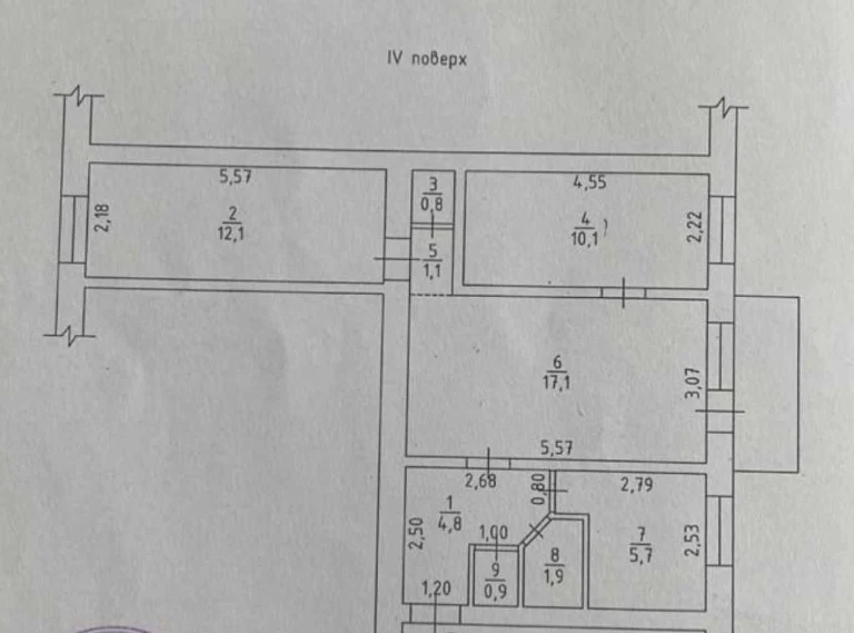3-кімнатна квартира на Черемушках — 56 м², 4 поверх, ремонт
