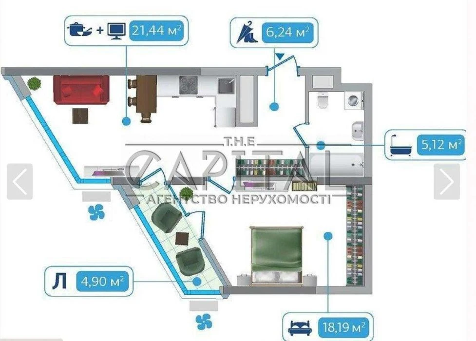 Продаж квартири 54.3 м² у ЖК Зарічний, 8 будинок - введений