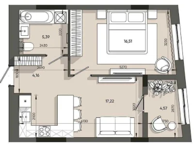 1-room apartment for sale · 47.82 m² · Orlan Residents residential complex