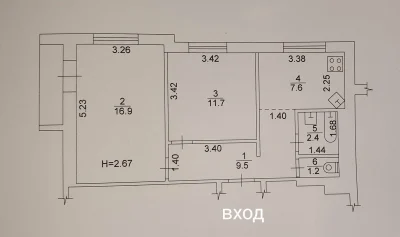 Selling a 2-room apartment with an improved layout near Metro.